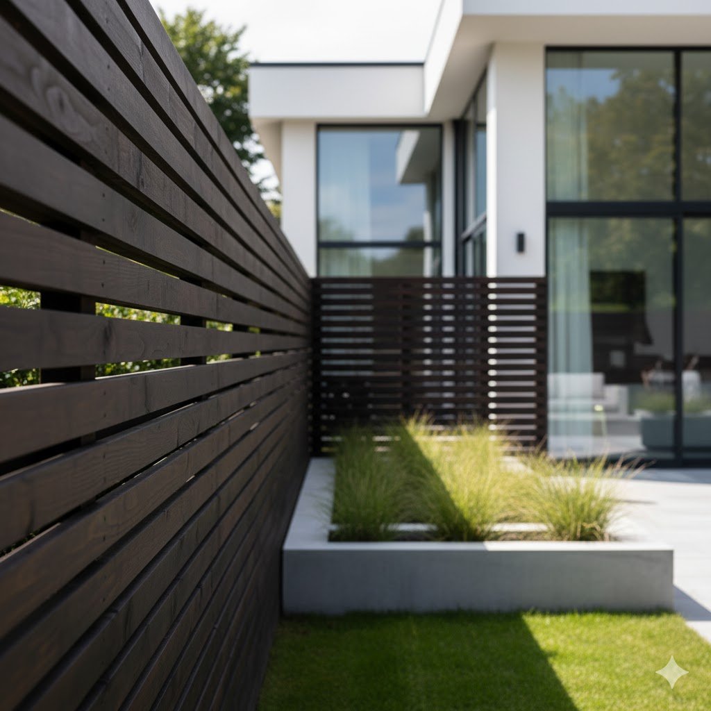 Horizontal batten fence contemporary design London